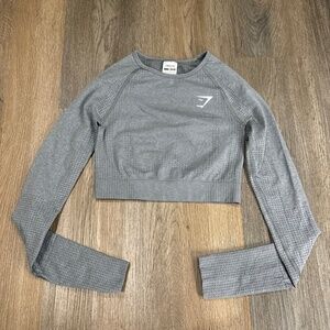 Gymshark Crop Top Womens Size XS‎ Heather Gray Athletic Compression Logo Active